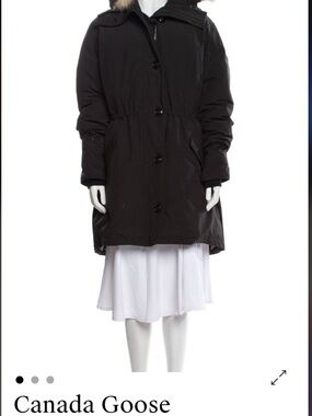 Canada Goose Black Knee-Length Down Parka with Fur-Trim Hood